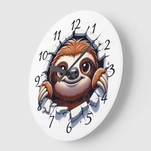 Luiaard gezicht grote klok (Hoek)