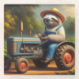 luiaard glazen onderzetter