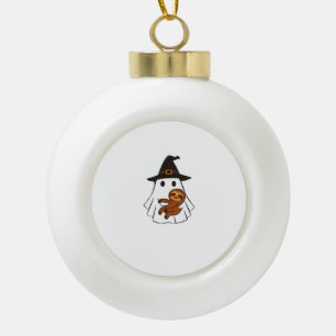 Luiaard Halloween Geest Heksenhoed Dierenliefhebbe Keramische Bal Ornament