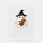 Luiaard Halloween Ghost Witch Pet Dierenvrienden B Acryl Bord (Voorkant)