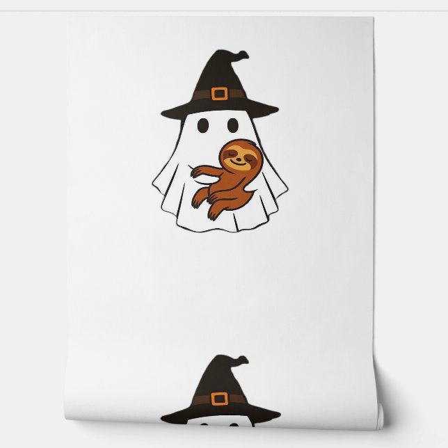 Luiaard Halloween Ghost Witch Pet Dierenvrienden B Behang (Afrollen)