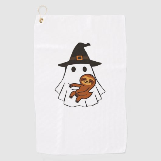 Luiaard Halloween Ghost Witch Pet Dierenvrienden B Golfhanddoek (Voorkant)