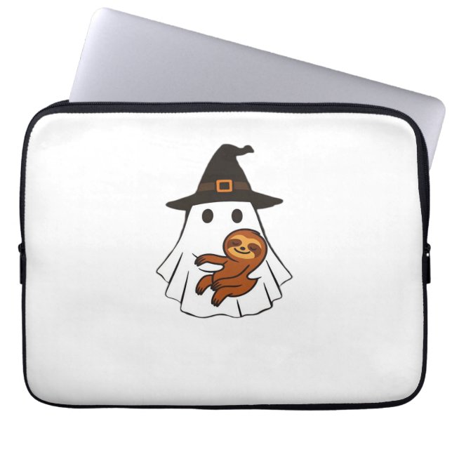 Luiaard Halloween Ghost Witch Pet Dierenvrienden B Laptop Sleeve (Voorkant)