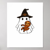 Luiaard Halloween Ghost Witch Pet Dierenvrienden B Poster (Voorkant)