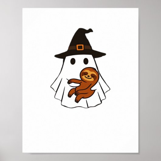 Luiaard Halloween Ghost Witch Pet Dierenvrienden B Poster (Voorkant)