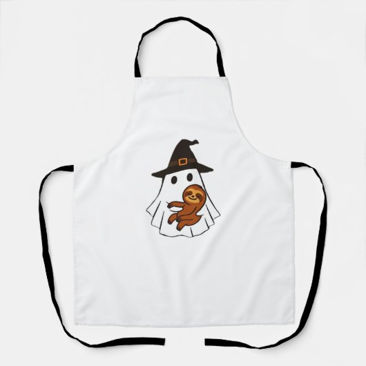 Luiaard Halloween Ghost Witch Pet Dierenvrienden B Schort (Voorkant)