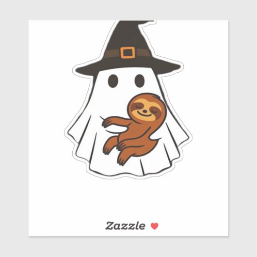 Luiaard Halloween Ghost Witch Pet Dierenvrienden B Sticker (Vel)