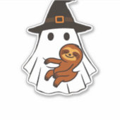 Luiaard Halloween Ghost Witch Pet Dierenvrienden B Sticker (Voorkant)