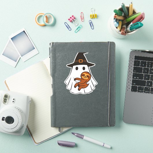 Luiaard Halloween Ghost Witch Pet Dierenvrienden B Sticker (iPad Cover)