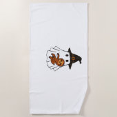 Luiaard Halloween Ghost Witch Pet Dierenvrienden B Strandlaken (Voorkant)