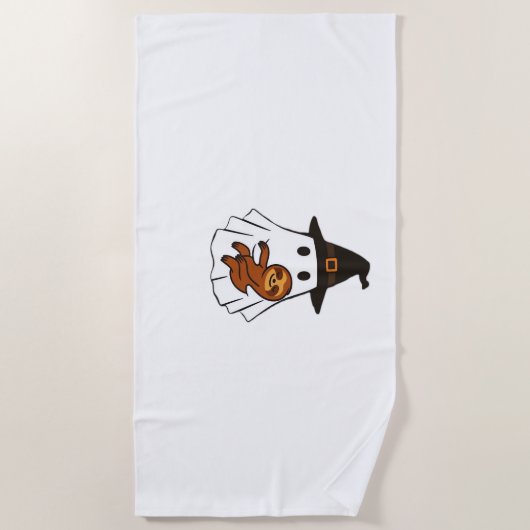 Luiaard Halloween Ghost Witch Pet Dierenvrienden B Strandlaken (Voorkant)