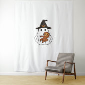 Luiaard Halloween Ghost Witch Pet Dierenvrienden B Wandkleed (In situ)