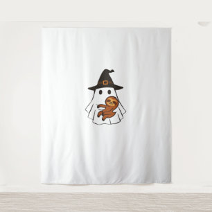 Luiaard Halloween Ghost Witch Pet Dierenvrienden B Wandkleed