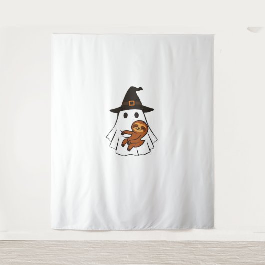 Luiaard Halloween Ghost Witch Pet Dierenvrienden B Wandkleed (Voorkant)