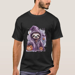 Luiaard Halloween Heks Enge Pompoen Vleermuizen Ma T-shirt