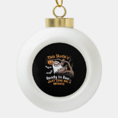 Luiaard Halloween Luiaards Schattigee Vleermuis Va Keramische Bal Ornament (Voorkant)