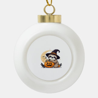 Luiaard Halloween Motief Cute Klassiek T-shirt Keramische Bal Ornament