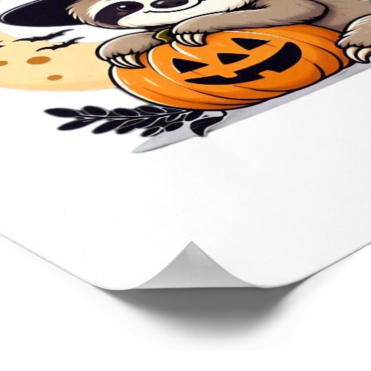 Luiaard Halloween Motief Schattige Classic T-Shirt Poster (Hoek)