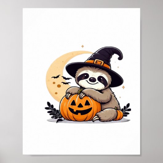 Luiaard Halloween Motief Schattige Classic T-Shirt Poster (Voorkant)