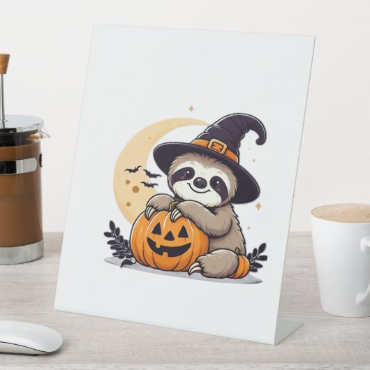 Luiaard Halloween Motief Schattige Classic T-Shirt Reclamebord Met Voetstuk (Insitu)