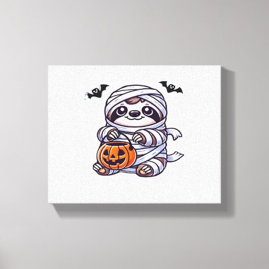 Luiaard Halloween Mummy Kinder Vrouwen Mannen Luia Canvas Afdruk (Voorkant)