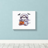 Luiaard Halloween Mummy Kinder Vrouwen Mannen Luia Canvas Afdruk (Insitu (Houten vloer))