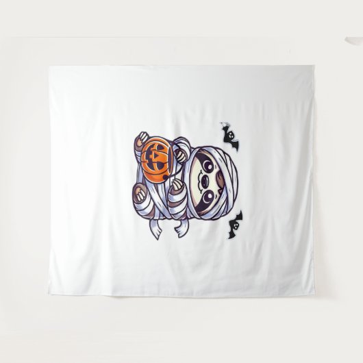 Luiaard Halloween Mummy Kinder Vrouwen Mannen Luia Wandkleed (Voorkant (horizontaal))