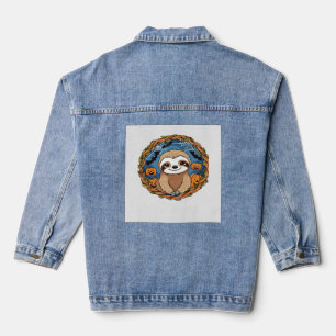 luiaard, halloween, oktober, herfst, thanksgiving denim jacket