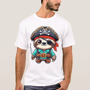 Luiaard Halloween Piraat Kinderen Vrouwen Mannen L T-shirt