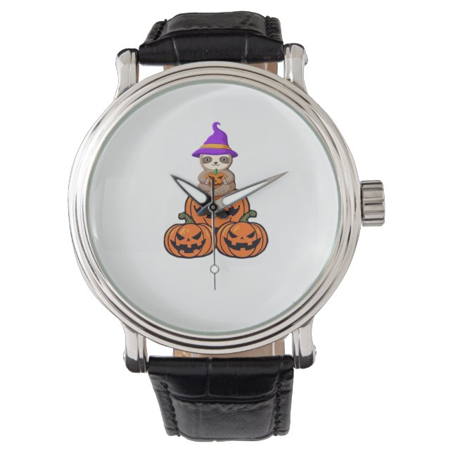 Luiaard Halloween Premium T-shirt Horloge (Voorkant)