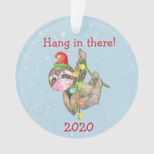 Luiaard Hang Daar Kerstmasker 2020 Ornament (voorkant)