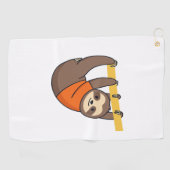 Luiaard Hangen op Branch met Sinaasappel Golfhanddoek (Horizontaal)