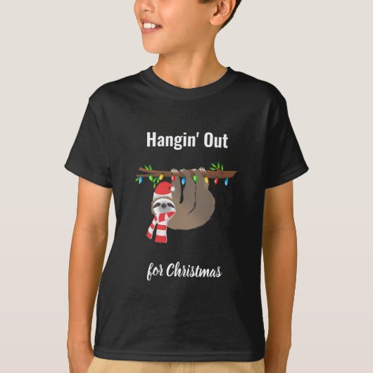Luiaard Hanging Out voor Kerstmis T-shirt (Voorkant)