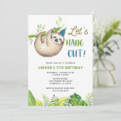 luiaard | Hanging Sloth Boy Verjaardagsfeestje Kaart (Staand voorkant)