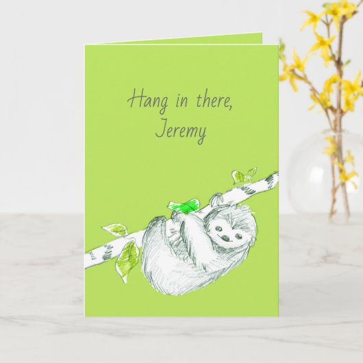 Luiaard hangt daar bemoedigende positieve woorden  kaart (Gele Bloem)