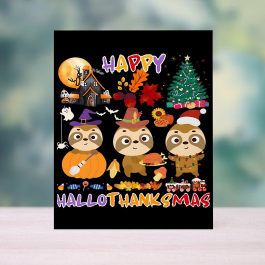 Luiaard Happy Hallothanksmas Grappig Halloween Tha Acryl Bord (Neutraal)