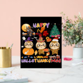 Luiaard Happy Hallothanksmas Grappig Halloween Tha Acryl Bord (Huwelijk)