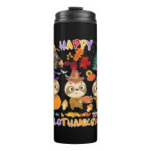 Luiaard Happy Hallothanksmas Grappig Halloween Tha Thermosbeker (Voorkant)