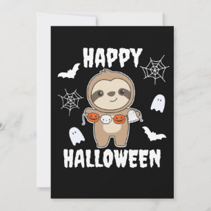Luiaard Happy Halloween Pompoen Vleermuis Kostuum Feestdagenkaart