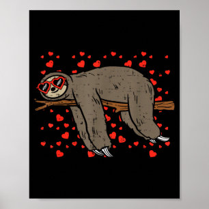 Luiaard Hart Glas Cute Valentijnsdag Dierenliefheb Poster
