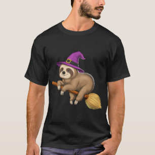 Luiaard Heks Ridend op Bezem T-shirt
