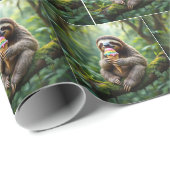 Luiaard Het eten van een Rainbow Ice Cream Cone Cadeaupapier (Rol Hoek)