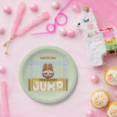 Luiaard hoogspringen papieren bordje (Feest)