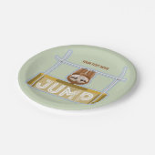 Luiaard hoogspringen papieren bordje (Gekanteld)