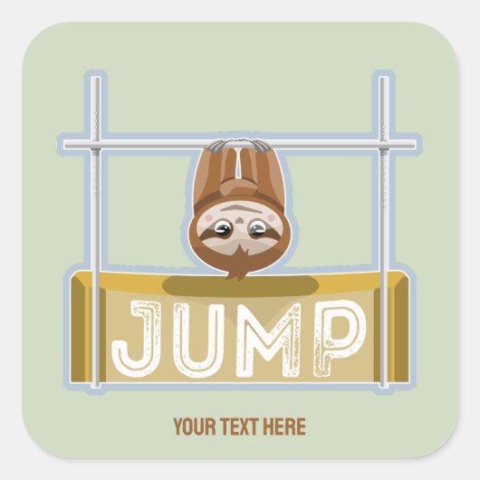 Luiaard hoogspringen vierkante sticker (Voorkant)