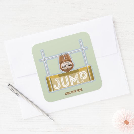 Luiaard hoogspringen vierkante sticker (Envelop)