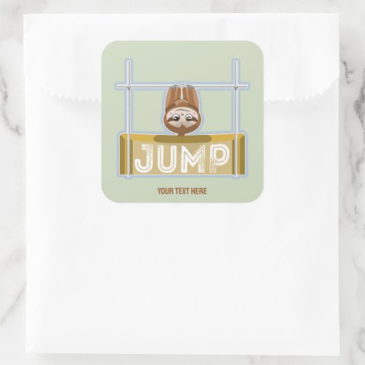 Luiaard hoogspringen vierkante sticker (Tas)