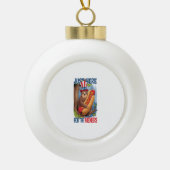 Luiaard Hot Dog 4 juli BBQ Keramische Bal Ornament (Voorkant)