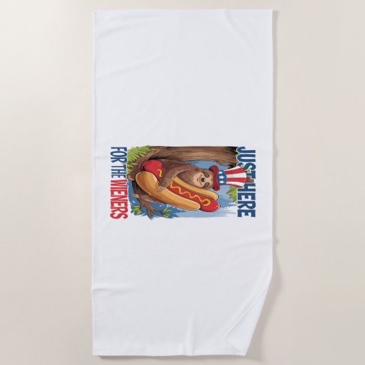 Luiaard Hot Dog 4 juli BBQ Strandlaken (Voorkant)