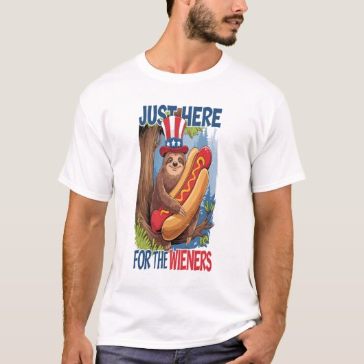 Luiaard Hot Dog 4 juli BBQ T-shirt (Voorkant)